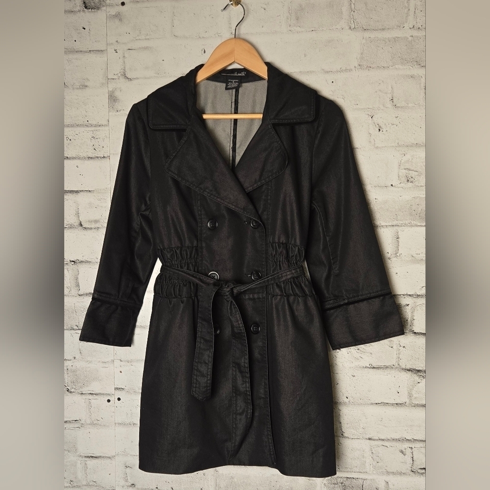 Willi Smith Women's Black Belted Trench Coat - Medium – Classic Style